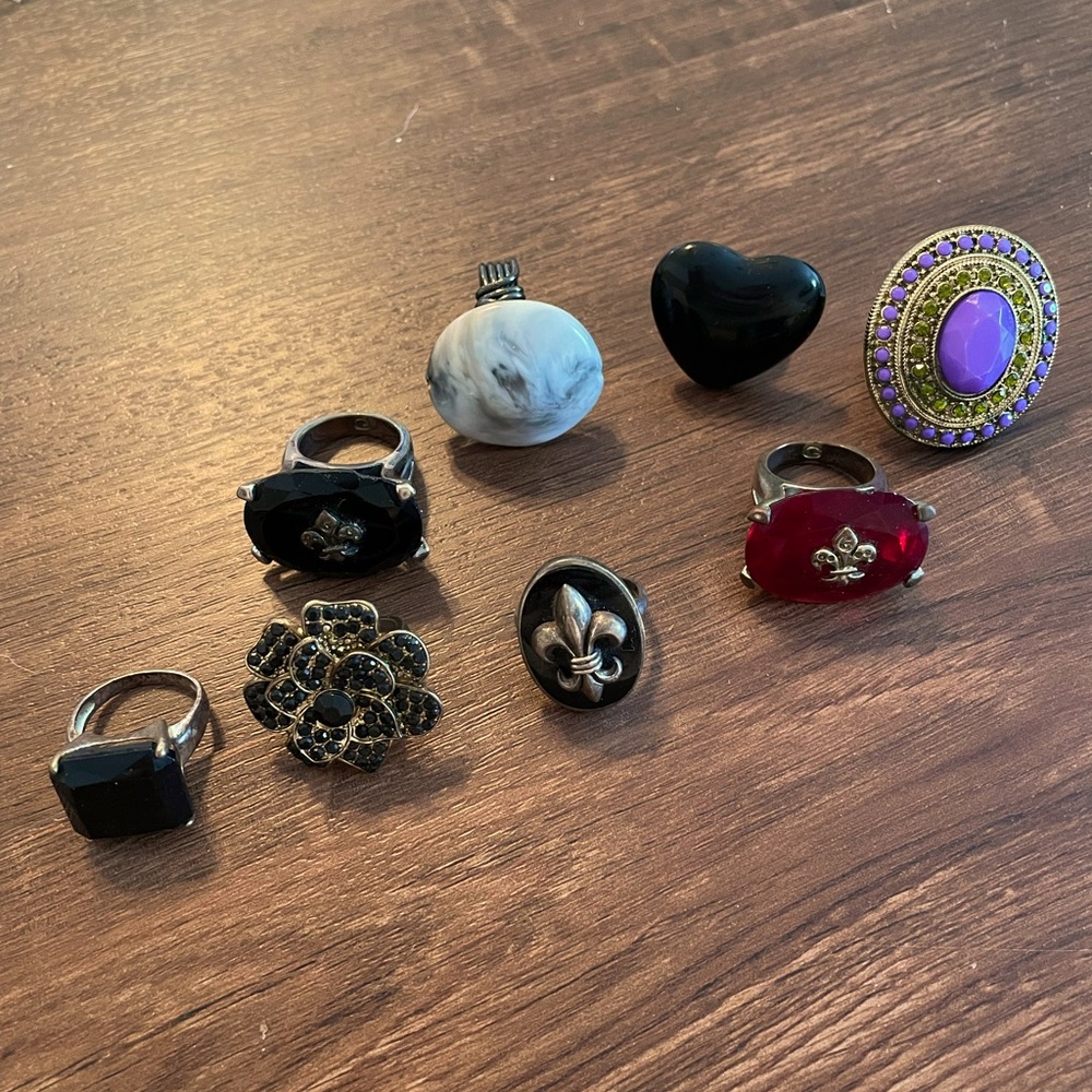 Fun costume jewelry rings.
